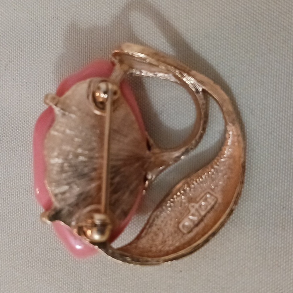 Vintage 80's Pink & Gold Avon Flower Brooch - Picture 5 of 6